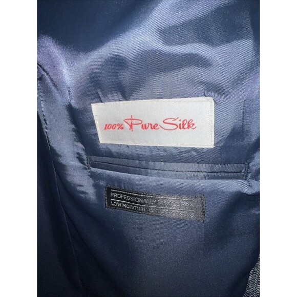 Vintage Ashford and Reede 100% Pure Silk Tweed Sport Coat Blazer Navy&White 44R - Picture 4 of 9